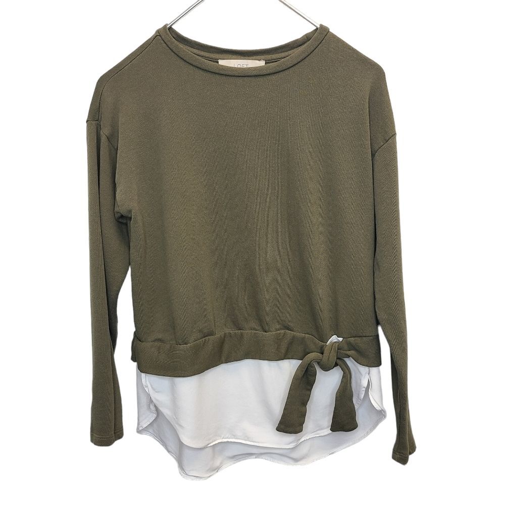 LOFT Women Green White Langenlook Sweatshirt S Petite